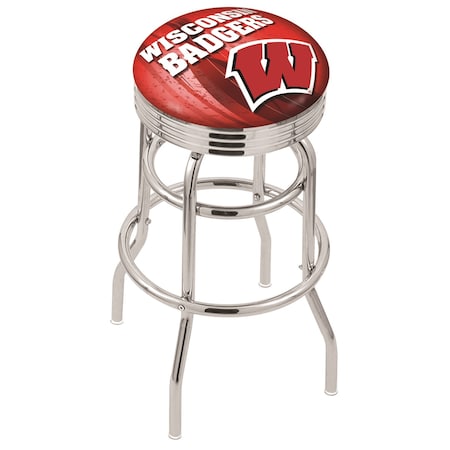 Holland Bar Stool Co 30" Chrome 2-Ring Wisconsin "W" Swivel Bar Stool, Accent Ring L7C3C30Wisc-W-D2